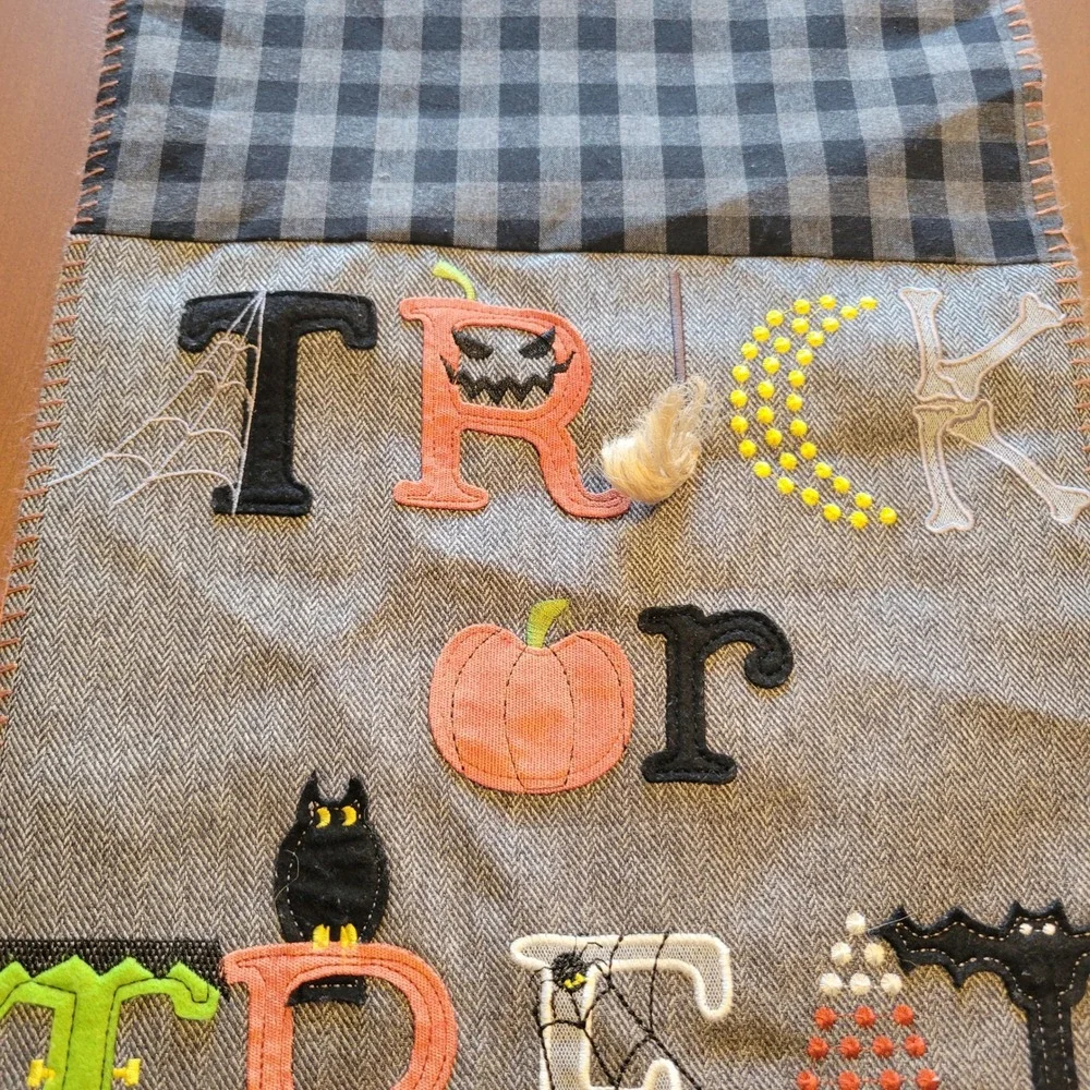 Halloween Trick or Treat Applique Table Runner Fall Decor 70x14